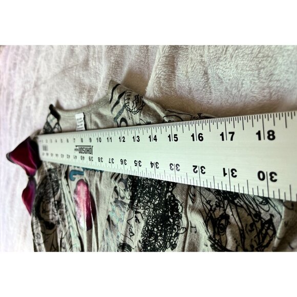 Desigual Women's Abstract Graphic Print A-Line Mini Dress Cap Sleeve V-Neck Gray - Picture 8 of 14